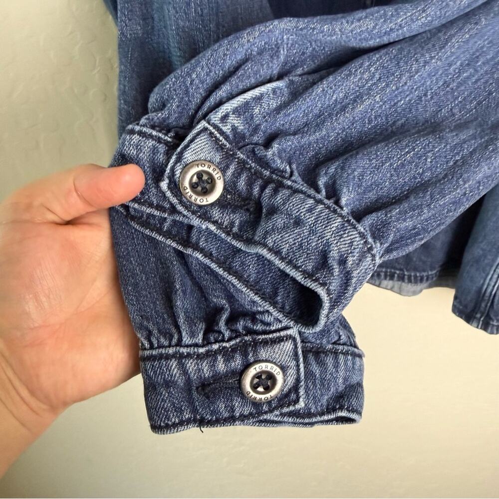 Torrid Tencel Chore Jacket 2X 19712966 Denim Jacket Jean Jacket - Picture 8 of 15